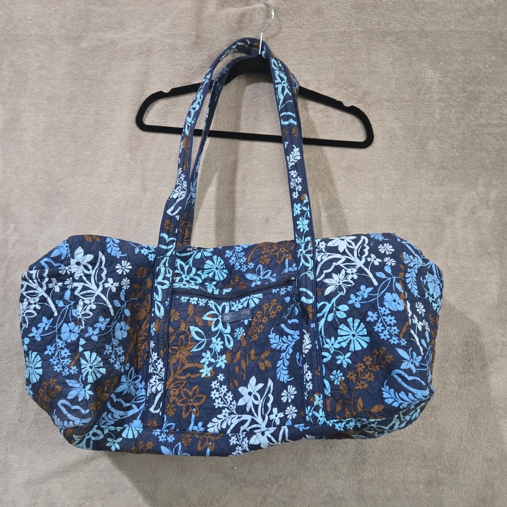 Vera Bradley Quilted Floral Duffel Bag Large Travel Weekender Floral Blue Gym